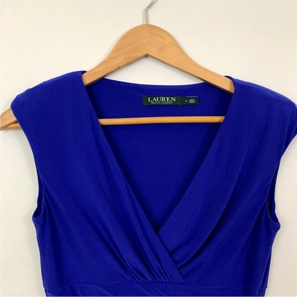 Lauren Ralph Lauren Dress Faux Wrap Cap Sleeve Colbalt Blue size 4 EUC - Picture 6 of 13